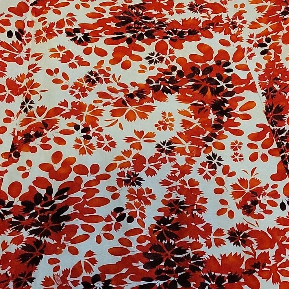 Cato Skirt 14 with Fabric Belt White Orange Brown Floral A-Line